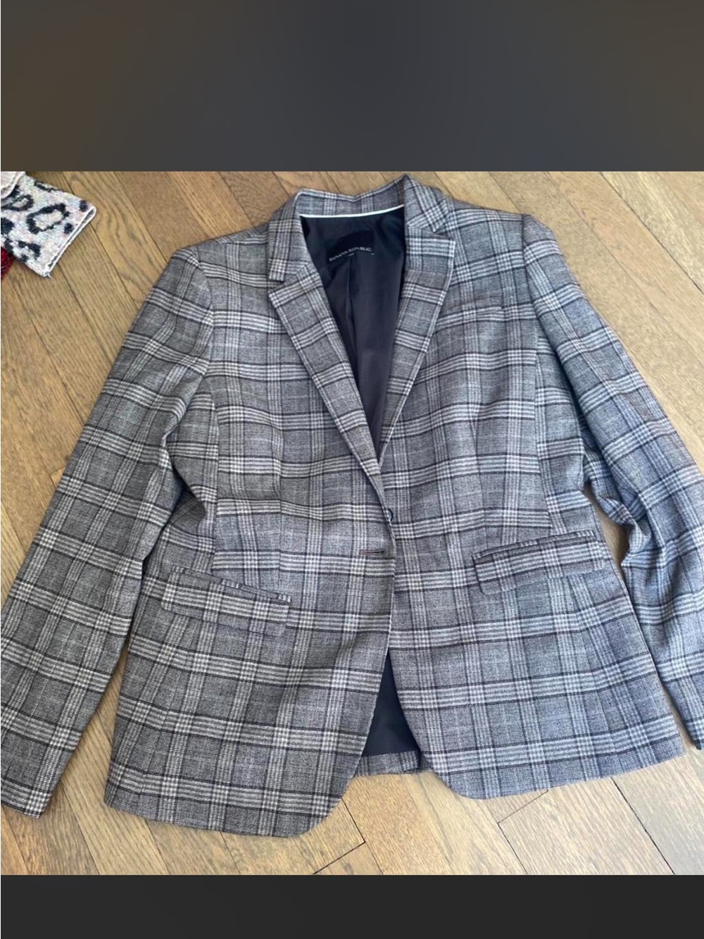 Banana Republic Gray Plaid Tailored Blazer